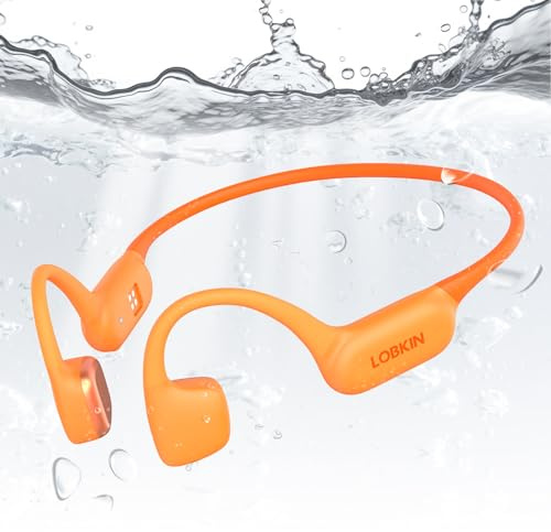 LOBKIN Kopfhörer Schwimmen,IPX8 wasserdichte Unterwasser Knochenschall Kopfhörer Bluetooth 5.4,Open Ear Bone Conduction Headphones mit MP3 Player 32G, Kabellos für Schwimmen,Laufen,Radfahren