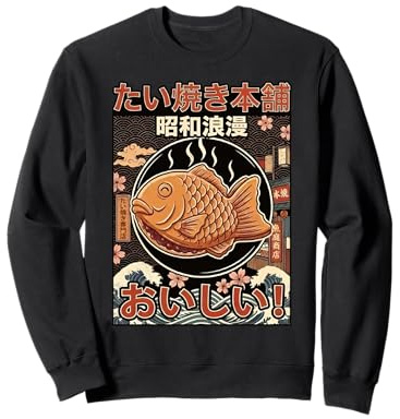 Vintage Japonés Taiyaki Fish Cake Retro Showa Era Snack Art Sudadera