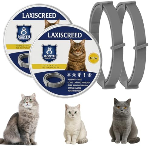 Verstellbares Katzenhalsband 2er Set mit natürlichen Pflanzenextrakten – Komfort & Langzeitpflege bis zu 16 Monate, Wasserfest, Leicht & Angenehm für Katzen ab 7 Wochen