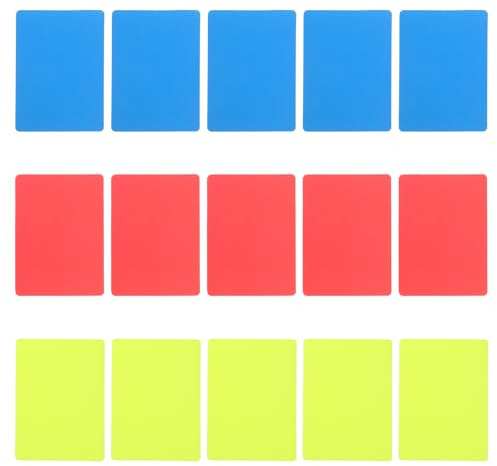 WESIEVYA Set 15 Carte Arbitro Calcio Rosso Giallo Blu Extra Spesso per Tornei Sportivi e Arbitri Professionisti, Carte Penali per Gestione Partite e Avvisi Disciplinari