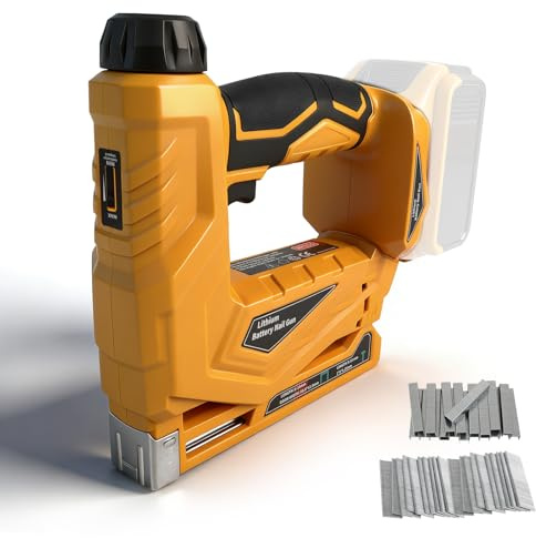 Clavadora inalámbrica compatible con baterías DEWALT de 18 V/20 V, pistola de grapas eléctrica 2 en 1 con perilla de ajuste de profundidad, 2 modos de disparo y 2000 clavos para bricolaje en el hogar