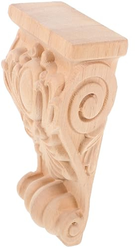 BRIGHTFUFU Chapiteau en Bois Massif de Style Européen, Console Décorative Sculptée, Texture Fine et Design Rustique Unique pour Décoration Murale Intérieure