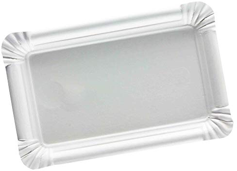 250 Pappteller eckig 10x16cm unbeschichtet weiß