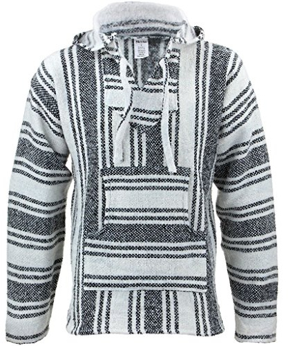 Siesta Mexican Baja Jerga Natural and Black Hooded Hippie top