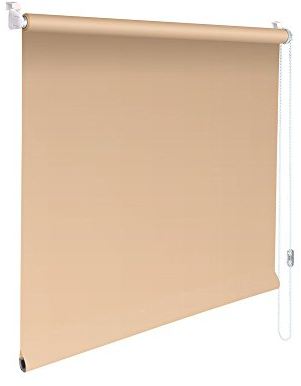 Original Easy-Shadow Mini Klemmfix Rollo Stoffmaß Breite 80 x 200 cm Höhe - BEIGE-KARAMELL lichtundurchlässig Verdunkelung Verdunkelungsrollo Kettenzugrollo Seitenzugrollo Mini-Rollo mit Kettenzug - Minirollo Klemmrollo ohne bohren inklusive Klemmträger Easy&Fix - Maßanfertigung
