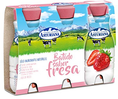 Central Lechera Asturiana - frullato di fragola, 200 ml, confezione da 3