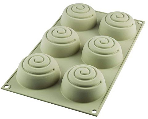 silikomart | Silikon-Kuchenform MINI GIROTONDO, antihaftbeschichtet, 6 Mini-Spiralen, 1er Pack Kuchenform, 3D Design, Ø 68 h 37 mm, Volumen 600 ml, Made in Italy