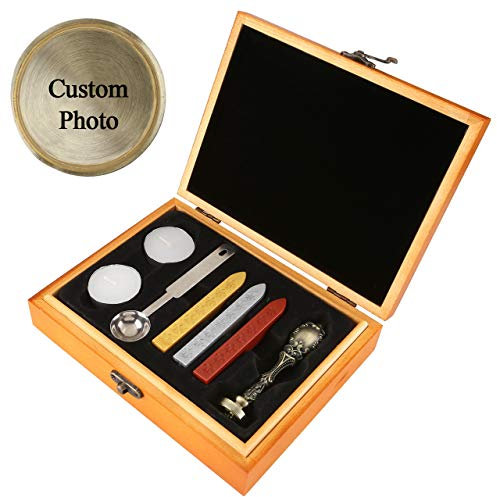 Mogokoyo Customized Kundenspezifische Gravur- Vintage-Stil Siegelstempel Wachs Stempel Set Kupfer Siegel mit Bronze Griff Personalisierte Segen
