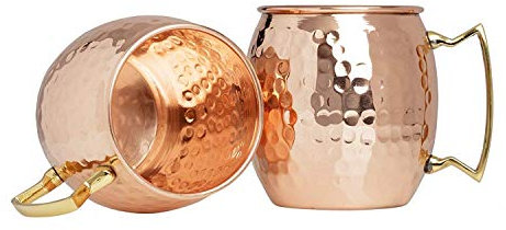 RK SUN Pure Copper Hammered Moscow Mule Mug Set of 2