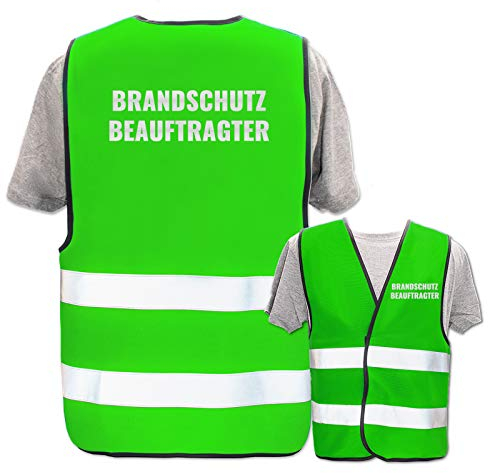 Bedruckte Warnwesten mit ISO-Leuchtstreifen * Standard- oder Reflex-Druck * Erste Hilfe und Brandschutz * Begriff: Brandschutzbeauftragter (Reflektierend) * Farbe (Größe): Neon Grün (3XL/4XL)