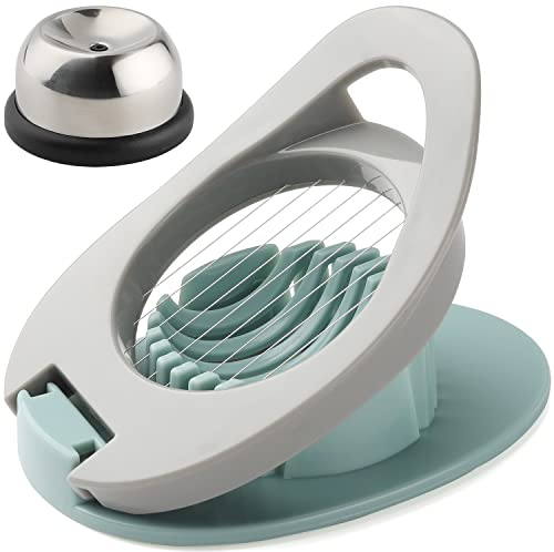 Eierschneider mit Eierpiekser aus Edelstahl Eierteiler für runde und ovale scheiben Eierstecher Eier Piekser Egg Slicer (Ei-Hobel)