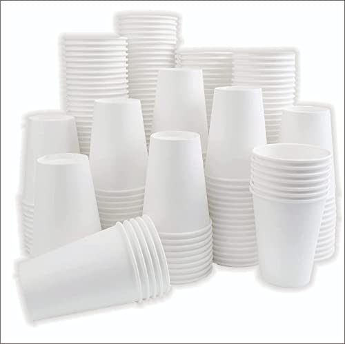 Paper Cups | 500 Pack 8oz Disposable Cups | Paper Cups for Hot & Cold Drinks | Camping Cups | Tea Cups | Party Glass | Paper Party Cups | Coffee Cup | Dessert Cups | Takeaway Coffee Cups (500), White