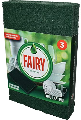 Addis Fairy Original Extra Strong Scourer Pads, Pack of 3, Mixed Colours Green