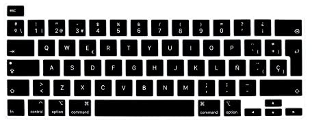 MiNGFi Protector de Teclado español para MacBook, Sin Teclas F1-F12, EU/ISO | Para MacBook Pro 13 M1/M2 A2338, A2289, A2251, Pro 16 A2141, ESC físico y Touch Bar, Silicona, Negro