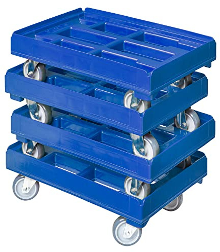 4 Stück Hygiene Transportroller für Kisten 60 x 40 cm mit 4 Lenkrollen in blau