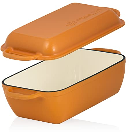 Mahlzeit Cazuela de Hierro Fundido con Tapa Esmaltada | 4,8 litros | Asador 2 en 1 con Sartén | Apta para Horno, para Inducción | Asador Doble, Asador Esmaltado Grande de Pato o Ganso