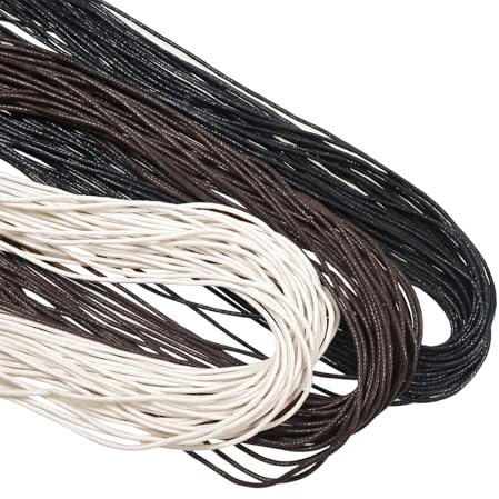 TOAOB 105 Meter Filo di Cerato in Cotone 0.8mm Cordino per Creazione di Gioielli Artigianato Fai da Te Collane Bracciali Accessori Nero Marrone Bianco