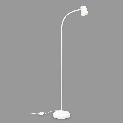 BRILONER – Lampada da terra, piantana, lampada da pavimento, pulsante a pedale, illuminazione indiretta, Interruttore a pedale, soggiorno, lettura, 9W, 1275x210mm (AxD), metallo, colore bianco