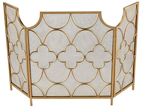 Kaminschirm? Dekoratives Design mit 3 Paneelen – 76,2 x 129,5 cm – Schwarz/Gold – schönes Design für Moderne und Klassische Häuser (schwarz)