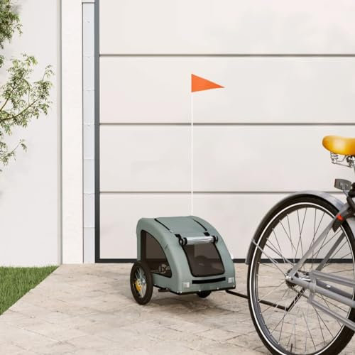 FENLAX Rimorchio per bicicletta per cani, grigio, tessuto Oxford e ferro, 124 x 53 x 53 cm, per animali domestici, per cani e altri animali domestici