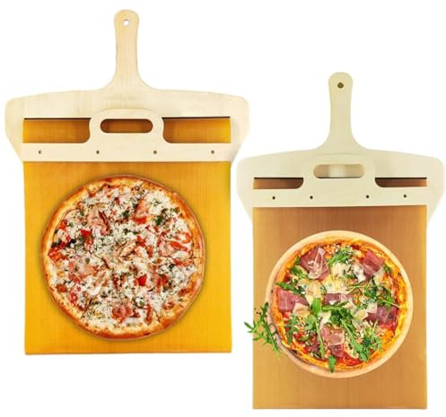 2 Pcs Pelle à Pizza Coulissante Pelle à Pizza Coulissante en Bois Couleur Bois Pelle à Pizza Transférer Parfaitement la Pizza