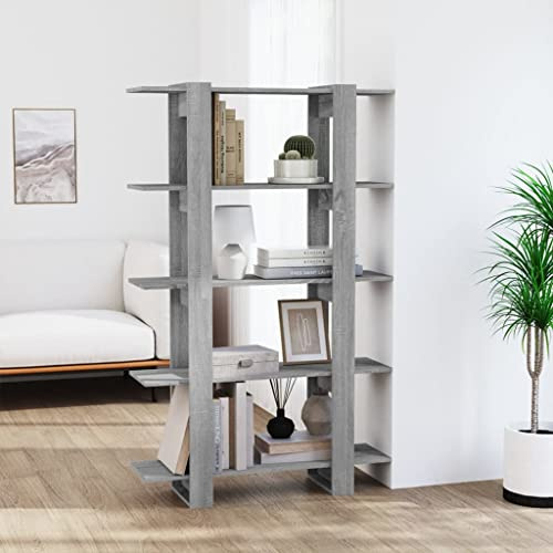 Eckvitrine Modernes Standregal Wohnzimmermöbel Bücherregal/Raumteiler Grau Sonoma 100×30×160 cmfür Wohnzimmer, Schlafzimmer, Büro