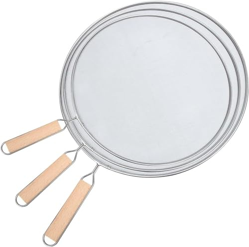ZSMJAER 3 Stück Spritzschutz für Pfannen, Pfannenspritzschutz Universal, Pfannenspritzschutz, Spritzdeckel Küchen Bratpfanne Öl Proofing Deckel mit Handgriff, für Das Braten Ohne Fettspritzer