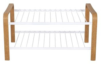 LM 390 Schuhregal aus Öko-Holz, ideal für Eingangsbereiche, Flur,Schrank und Platzsparende Aufbewahrungs- für Schuhregale - (2 Ebenen, holzweiß)