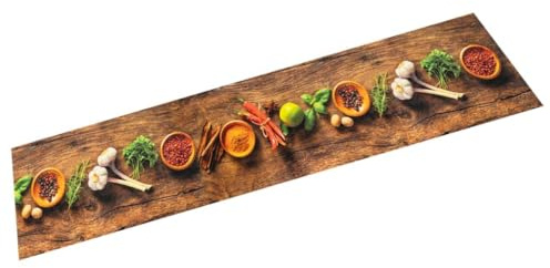vidaXL Küchenteppich Waschbar Gewürze 60x180 cm Samt