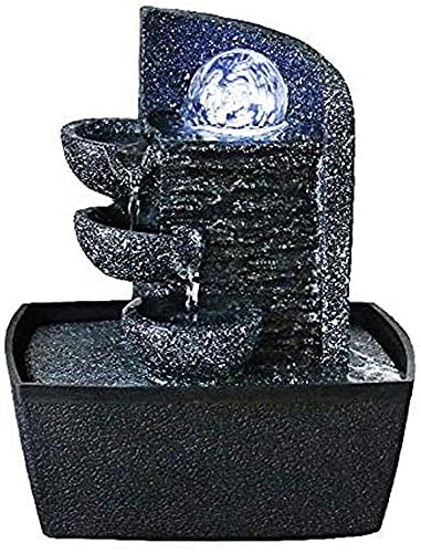 GenSDH Wind Water Creative Decoration Statue,Indoor Fountain Waterfall with Crystal Ball- Desktop Electric Water Fountain - Feng Shui Ornaments - Ideal Birthday, Anniversary Or Wedding Present