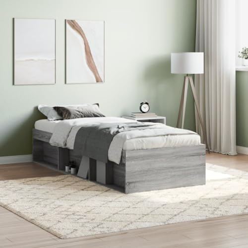 ZQQLVOO Bed Frame Lattenrost Palettenbett Bodenbett Bettgestell Grau Sonoma 75x190 cm