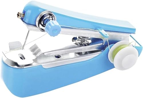 Blaue Mini Nähmaschine, Tragbare Kleine Handnähmaschinen, Mini Manuelle Einzelstich-Nähmaschine, Geeignet für Kleidung, Cutain, DIY, Haushalt