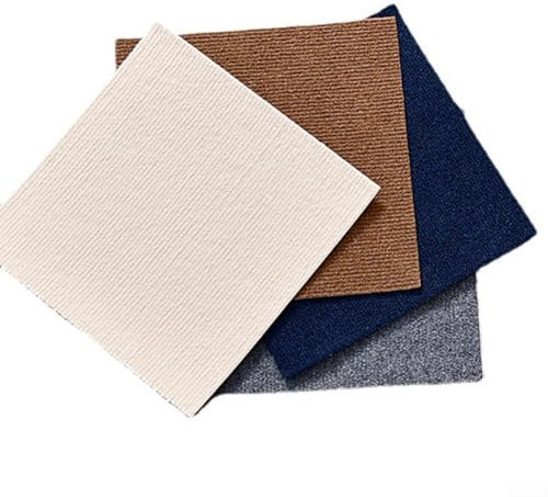 HEBEOT Selbstklebende Teppichfliesen, 30 x 30 cm, Polyesterfaser, atmungsaktive Firmen-Fußmatten, kommerzielle Industrie, Bodenbelag (hellgrau), 5 Stück