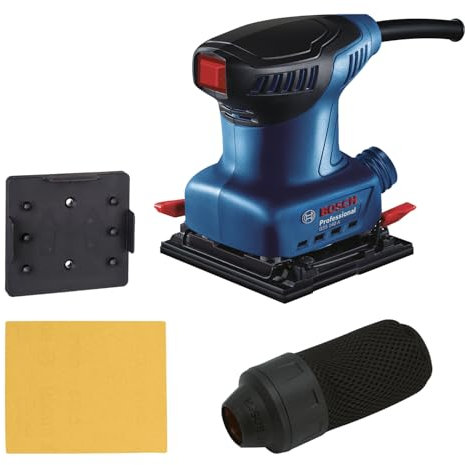 Bosch Professional Levigatrice rotoorbitale GSS 140 (motore da 220 W, vibrazioni 3,4 m/s2, incl. sacchetto raccoglipolvere, piastra di punzonatura, foglio abrasivo C411)