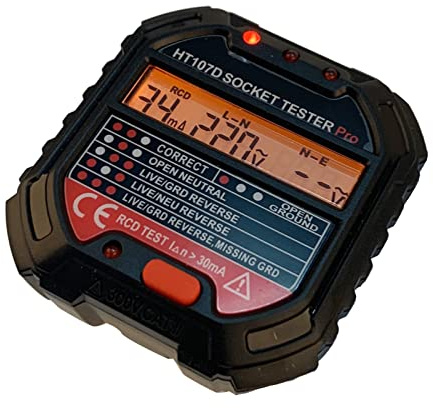 Erdungsprüfer-Steckdose, HT107D, LCD-Digitalanzeige, Steckdose, Netzstecker mit Erdungswiderstandsmessgeräten, Fehlerprüfgerät, Detektor, Elektroskop, EU 90-250 V