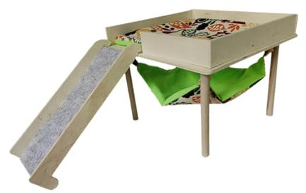 Fenteer Hamsterversteck mit Treppe Hängematte mit Plattform Holz Meerschweinchen Versteck Haustier Haus für Igel Streifenhörnchen Zubehör