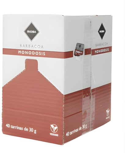 RIOBA Salsa Barbacoa Monodosis: Sabor Auténtico en Cada Tarrina. 30 g contiene 40 monodosis (total 1200 g) (1 CAJA 40 TARRINAS X 30g.)