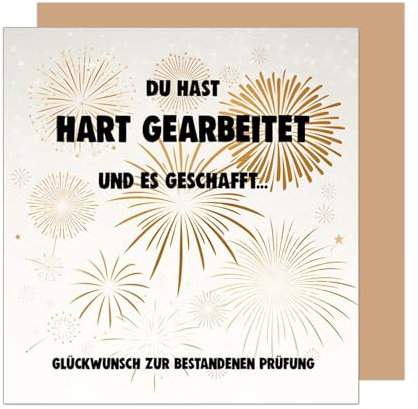 Edition Seidel Premium quadratische Glückwunschkarte zur bestandenen Prüfung mit Umschlag. Grußkarte Karte mit Spruch Abschluss Feier Abitur Studium Mann Frau Jugendliche Jugendlicher (PRQ102 SW025)