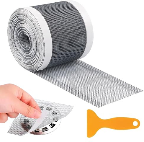 Aphromirel Haarsieb Dusche Duschabfluss Mesh Aufkleber 10cm x 10m Abflusssieb Duschabfluss Haarfänger Selbstklebend Mesh Aufkleber für Duschen Badewannen Küchen