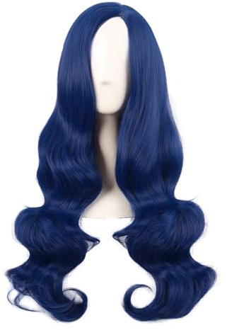 MapofBeauty 28 Pollice Lungo Ondato Curly Parrucca Capelli,Misto Blu