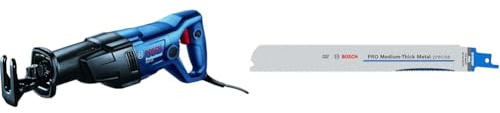 Bosch Professional Säbelsäge GSA 120 + 2x PRO Medium-Thick Metal S1137BEF precise Säbelsägeblatt (für Rohre und Profile aus Metall, Nichteisenmetalle, Länge 225 mm, Professional Zubehör Säbelsäge)