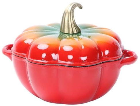 SXTYYH Dutch Oven Pot with Lid Pumpkin Enamel Pot Double Ears Iron Pot Cast Iron Tomato Pot for Steam, Cook, Baked, Stew Meals Stovetop and Oven