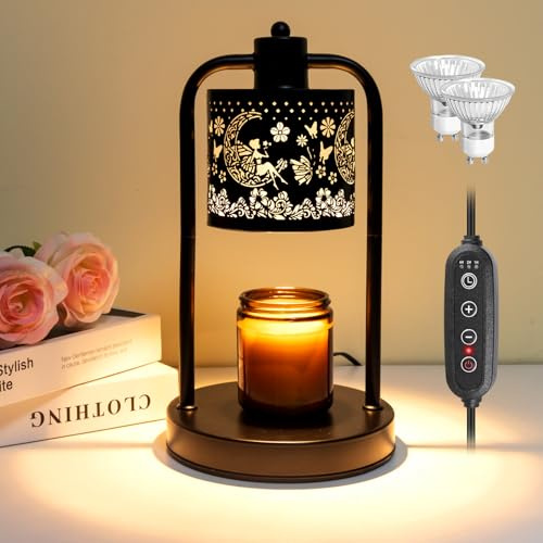 Lámpara de vela con temporizador: calentador de velas eléctrico de metal, 4 niveles regulables, vintage, lámparas de quemador de velas, regalos para mujeres, mamá, amiga, cumpleaños, Navidad, regalos