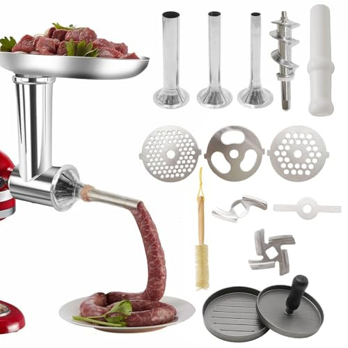 JUUDDENPARTS Stainless Steel Meat Grinder Attachment, Kitchen Meat Grinder Accessories, Replacement for Kitchenaid Stand Mixer