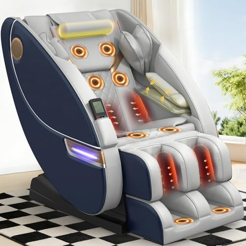 Gegcucey Sillón de Masaje de Cuerpo Completo,con 14 Puntos de Masaje y 8 airbags, calefacción Lumbar y para Las piernas, Masaje con Rodillos para los pies, Altavoz Bluetooth, sillones de Masaje eléct