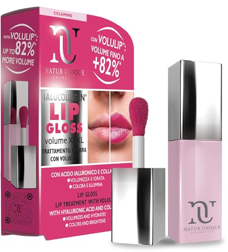 Natur Unique - IALU LIP GLOSS VOLUME XXXL Ciclamino | Gloss Rimpolpante con Acido Ialuronico e Collagene Vegetale | Lip Plumper Colorato Effetto Volume & Brillantezza | Made in Italy | 8 ml