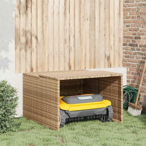 Générique Garage pour Robot Tondeuse Beige 86x90x52/57 cm résine tressée,Accessoires pour équipement électrique d'extérieur,Accessoires pour tondeuses à Gazon,Housses pour tondeuses à Gazon,365407