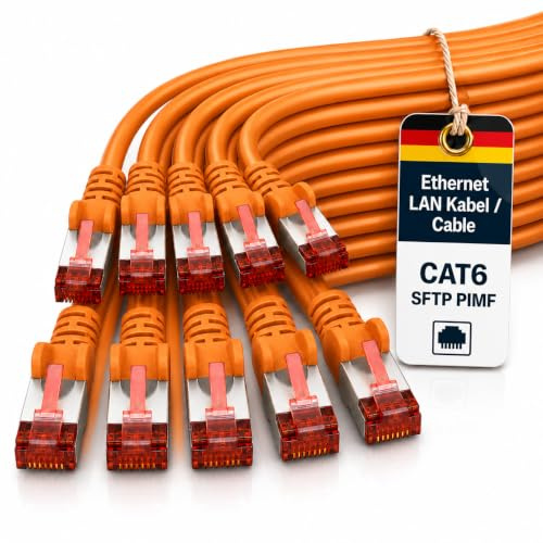 1aTTack.de 10x 5m Cat6 Cat.6 Ethernet-Kabel Cat 6 Netzwerk-Kabel Patch-Kabel RJ45 SFTP - Orange