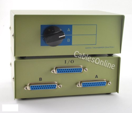 CablesOnline Caja de interruptor giratorio para impresora paralela A/B DB25 de 2 vías, metal (SB-001)