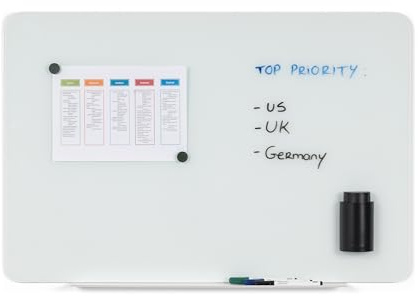 Bi-Office Glas Whiteboard, magnetisch, rahmenlos, 120 x 90 cm